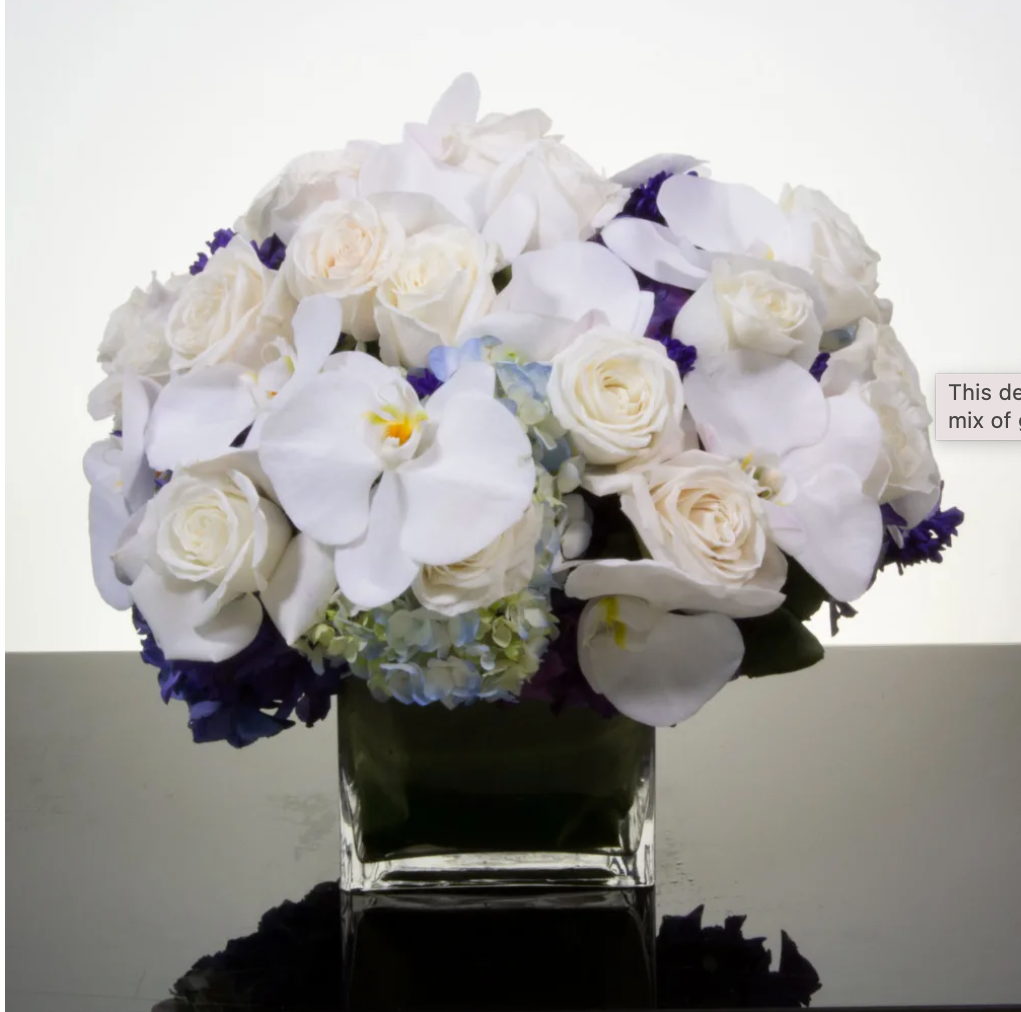 white_roses_blue_purple Berries And Cream - beverlyhillsflorist
